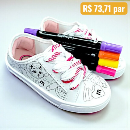 Tênis Infantil Molekinha para Colorir Branco - Caixa com 12 pares - Atacado 2593.100.7800.62115 3
