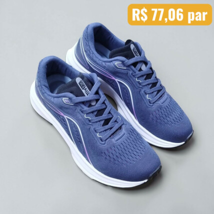 Modelo usando Tênis Feminino Actvitta Azul Marinho - Estilo Esportivo e Moderno