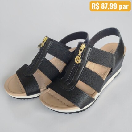 Sandália Feminina Anabela Modare Preto - Caixa com 8 pares - Atacado 1
