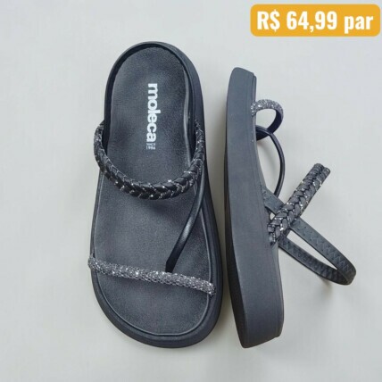 Sandalia Papete Feminina Moleca Preto 5499.106.28282.70 Caixa com 12 pares Atacado 1
