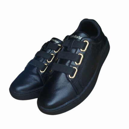Tênis feminino ConfortFlex Caixa C/9 (33-38) Cor-Preto/Dourado 1