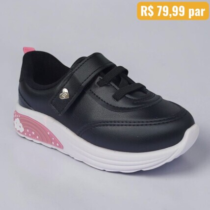Tênis Feminino Infantil Molekinha Preto com LED - Caixa com 12 pares - Atacado 1