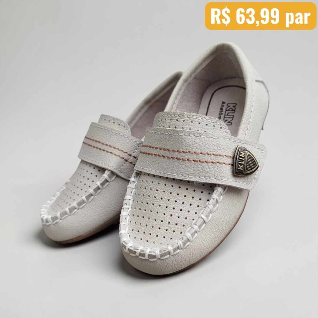 Sapato Mocassim Infantil Klin Creme - Caixa com 6 pares - Atacado 1