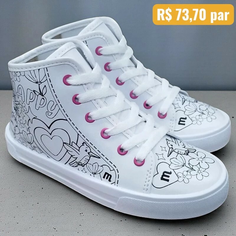 Tênis Infantil Molekinha para colorir - Caixa com 12 pares - Atacado 12