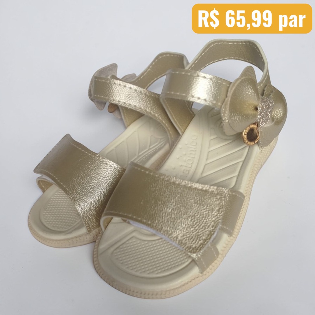 Sandália Feminina Infantil klin Dourado - Caixa com 8 pares - Atacado 1