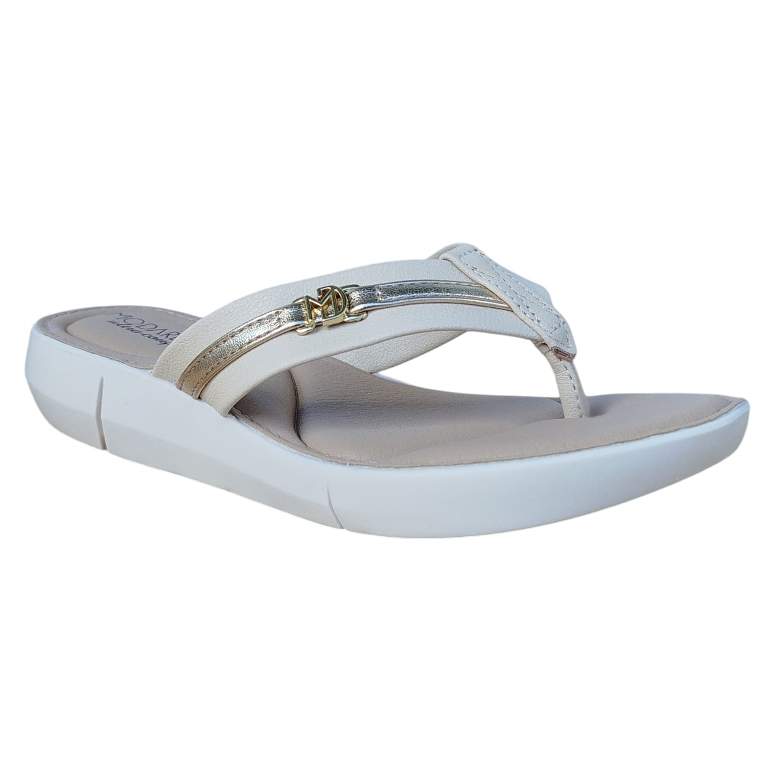 Tamanco Modare Caixa C/12 (33-41) Cor-84109 Creme/Dourado 1