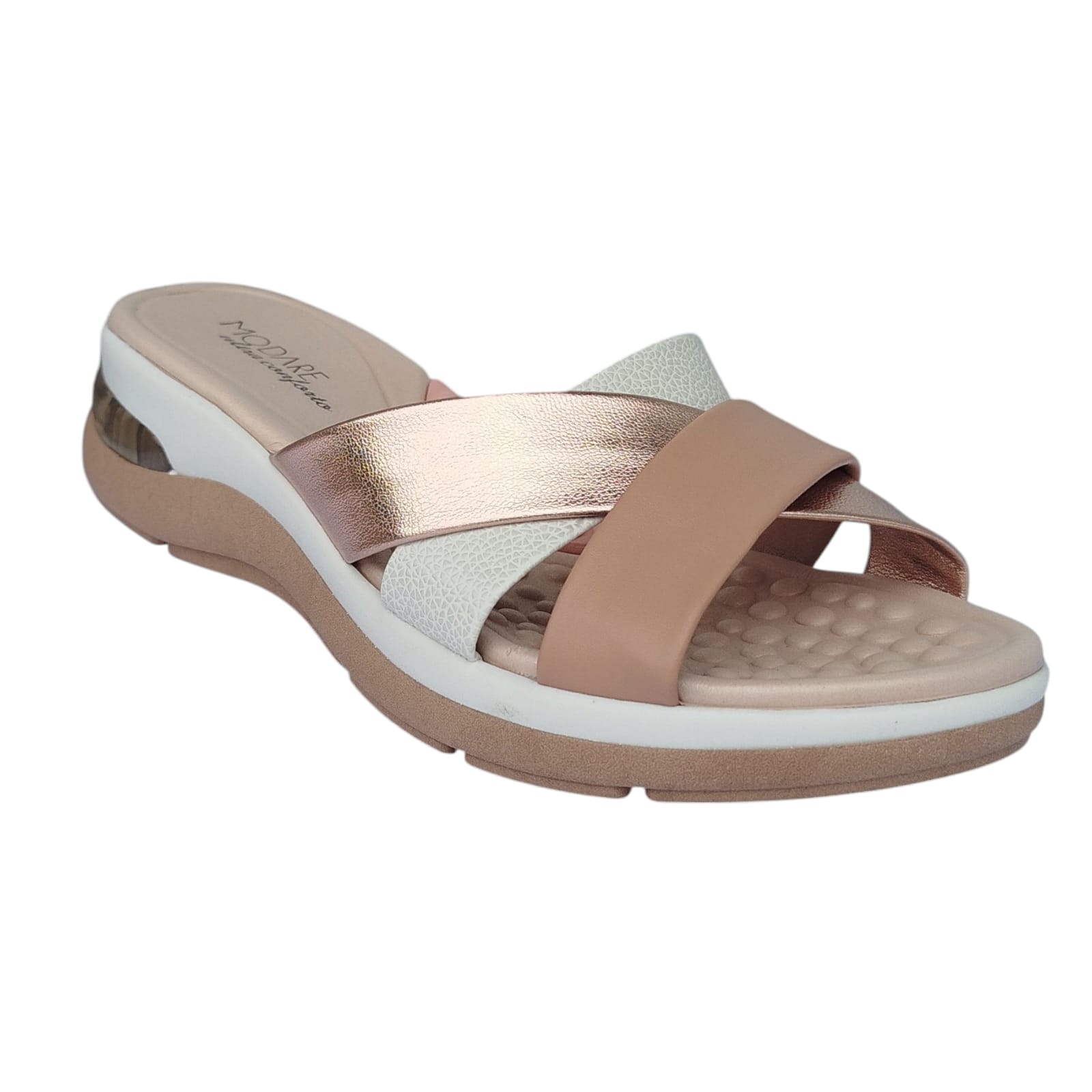 Tamanco Modare Caixa C/8 (34-39) Cor-97922 Ouro Rosado/Branco/Nude 1