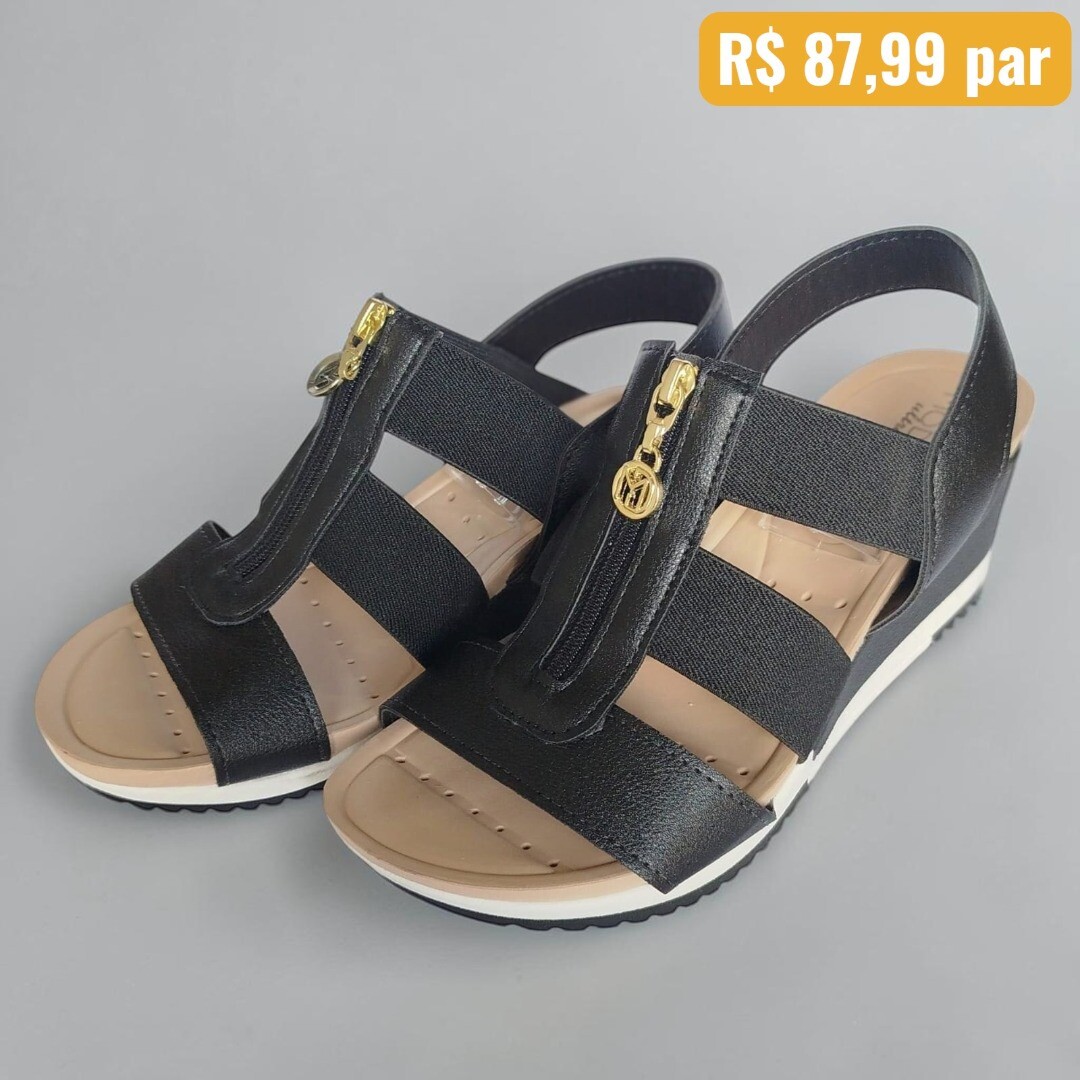 Sandália Feminina Anabela Modare Preto - Caixa com 8 pares - Atacado 1