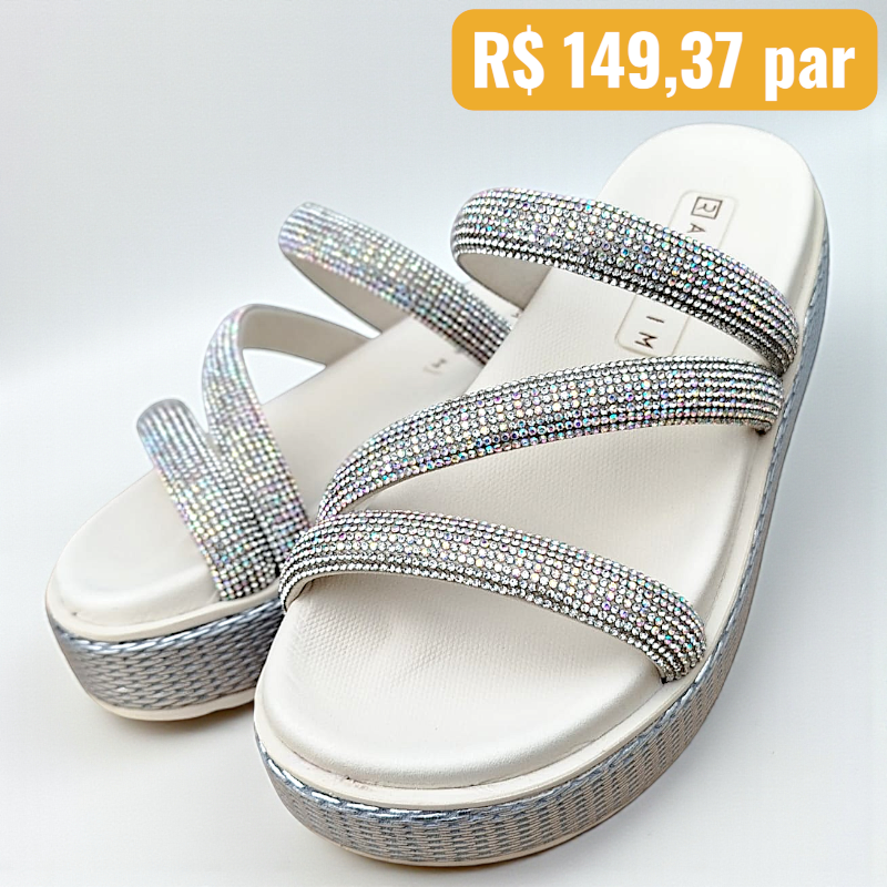 Papete Feminina Ramarim Branco Off - Caixa com 15 pares - Atacado 1