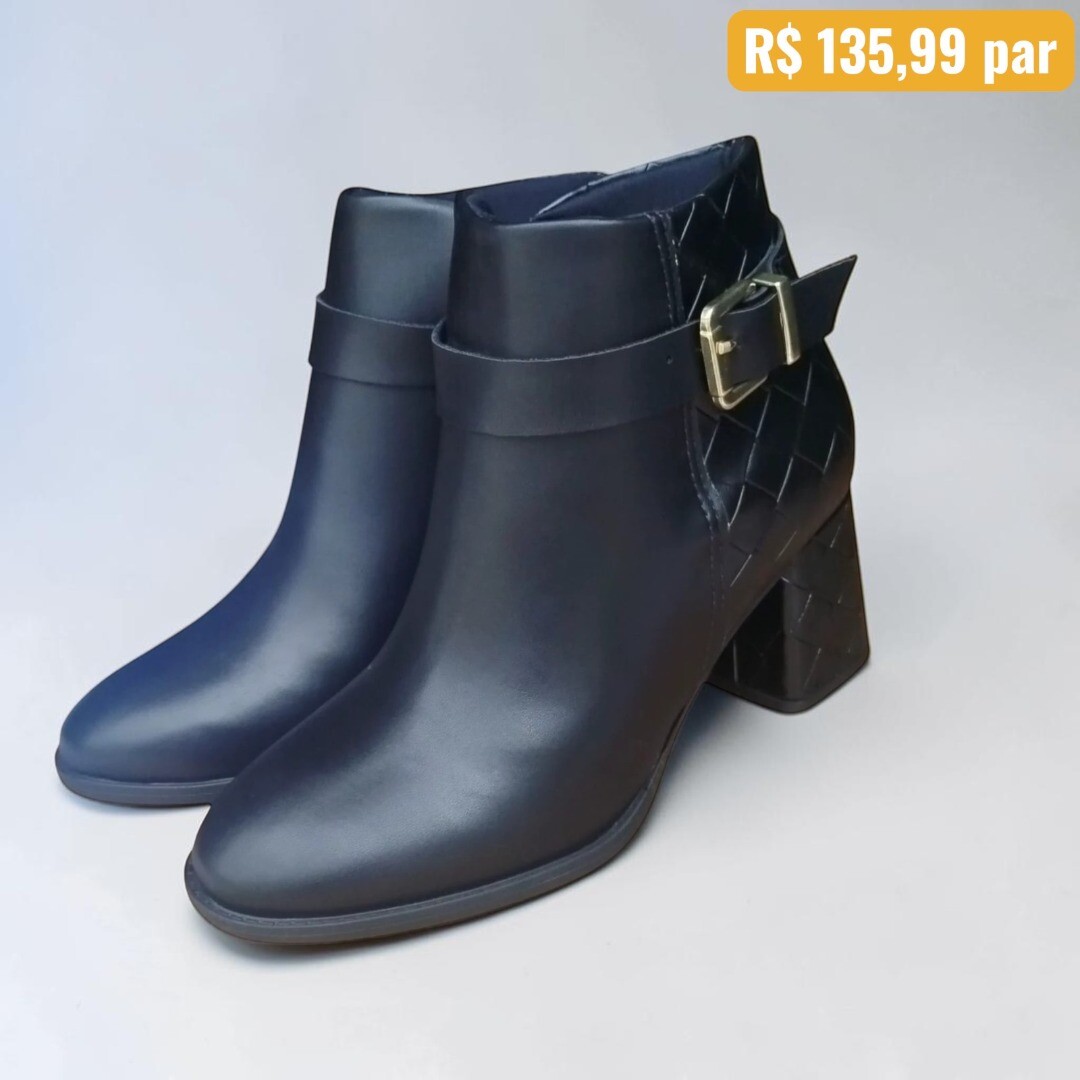 Bota Feminina cano curto Modare Preto - Caixa com 6 pares - Atacado 1