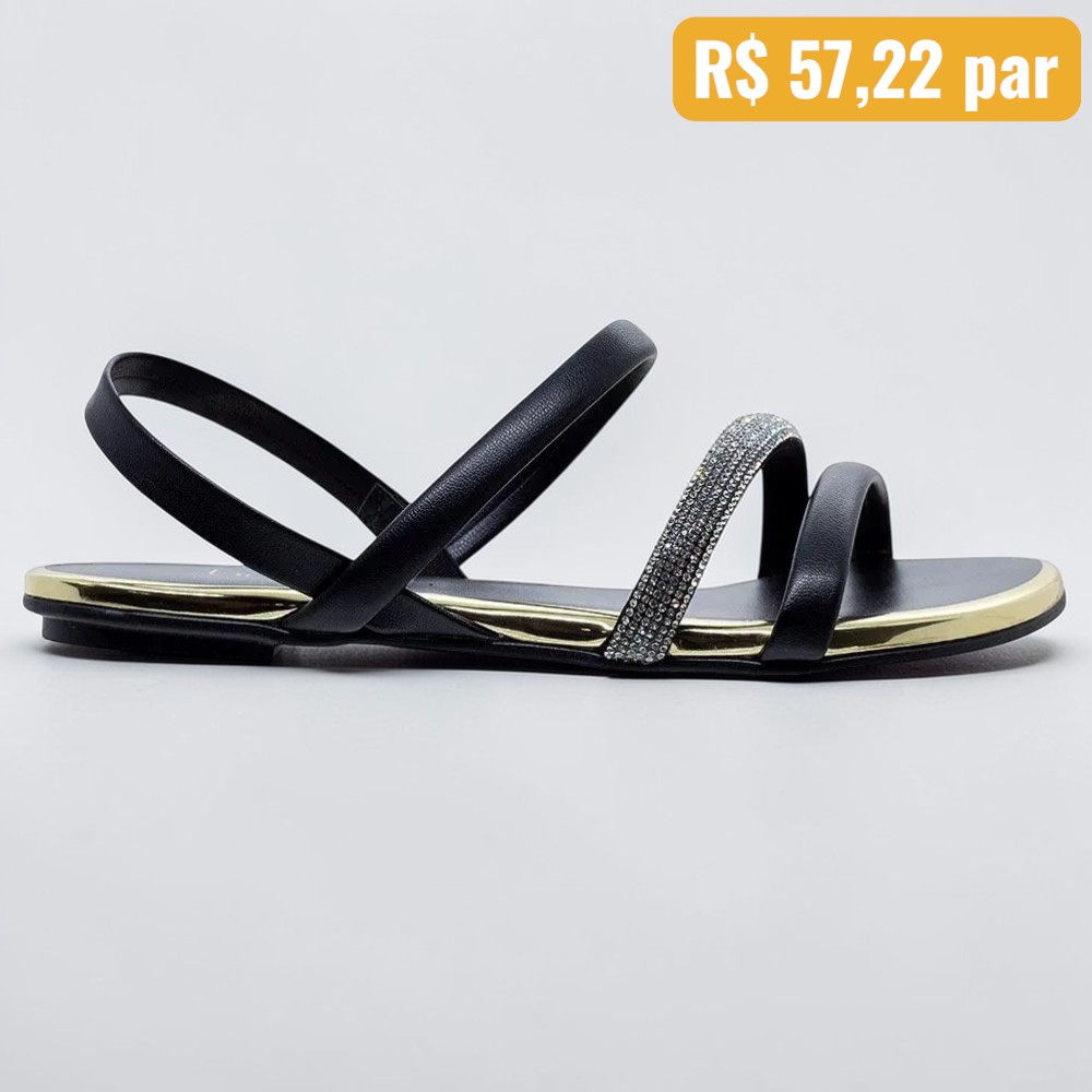 Sandália Beira Rio Caixa C/8 (34-37) 8367.641 Preto 01/Cristal 1