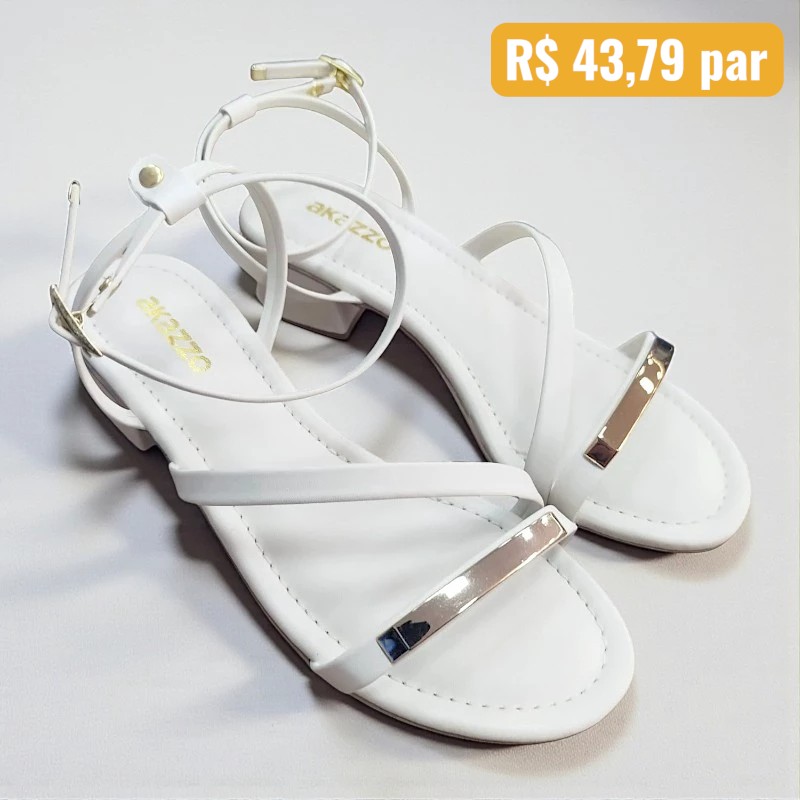 Sandália Feminina Akazzo Branco 4060YE - Caixa com 12 pares - Atacado 1