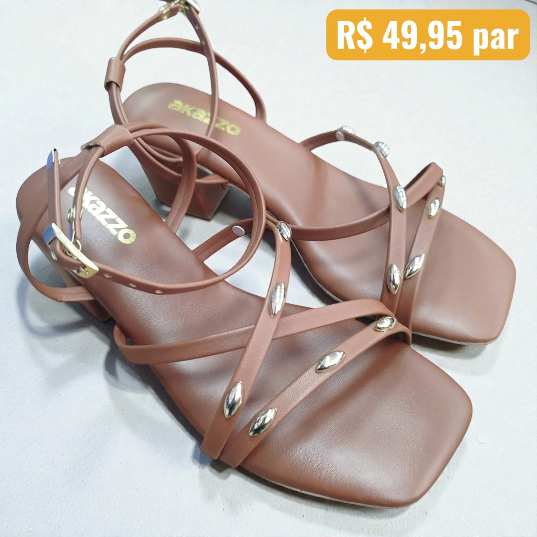 Sandália Feminina Akazzo Caqui 4737SE - Caixa com 12 pares - Atacado 1