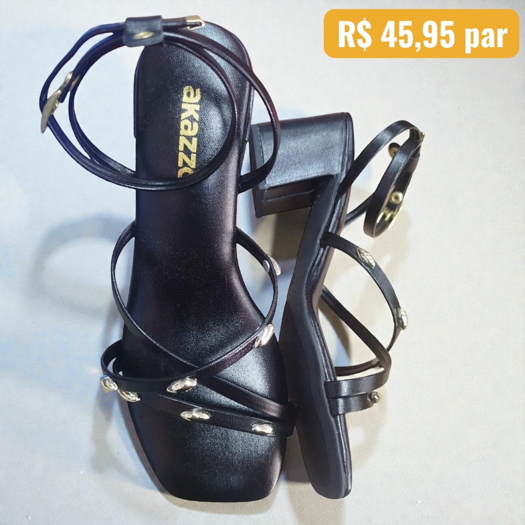 Sandália Feminina Akazzo Preto 4137SE - Caixa com 12 pares - Atacado 1