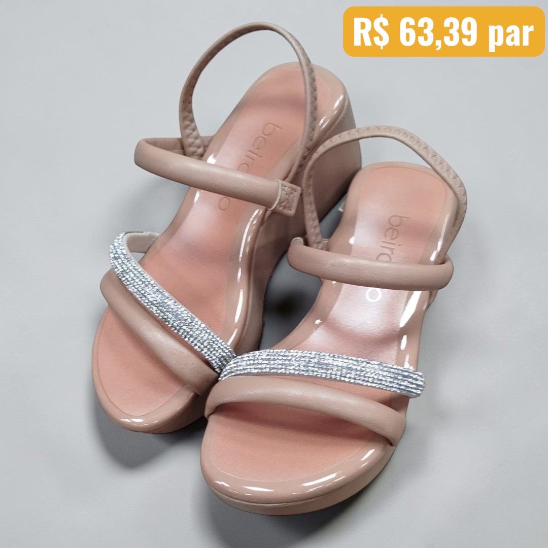 Sandália Anabela Beira Rio Nude - com 12 pares - Atacado 1