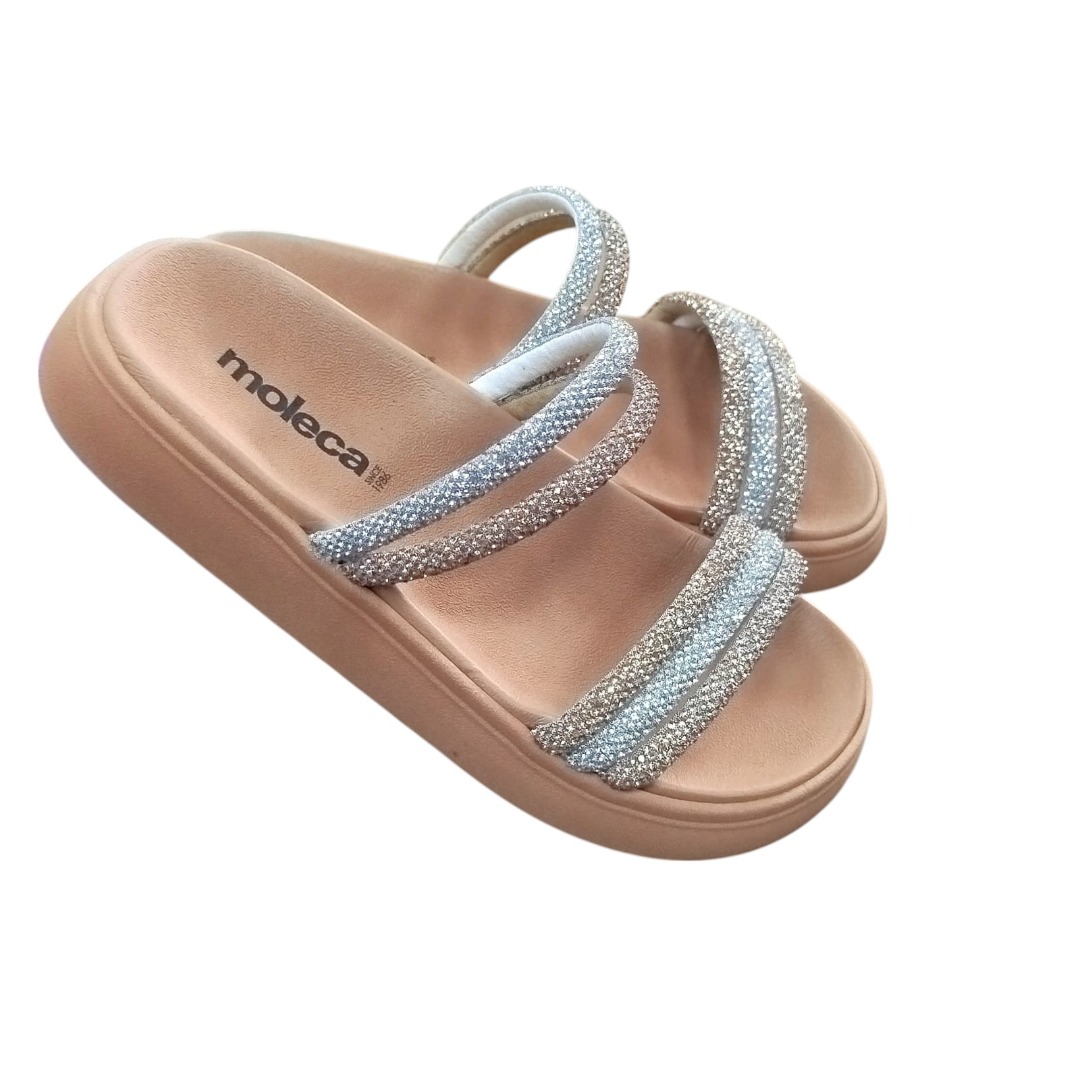 Sandália Moleca Caixa C/12 (34-39) Cor-98640 Cristal/Branco/Ouro 1