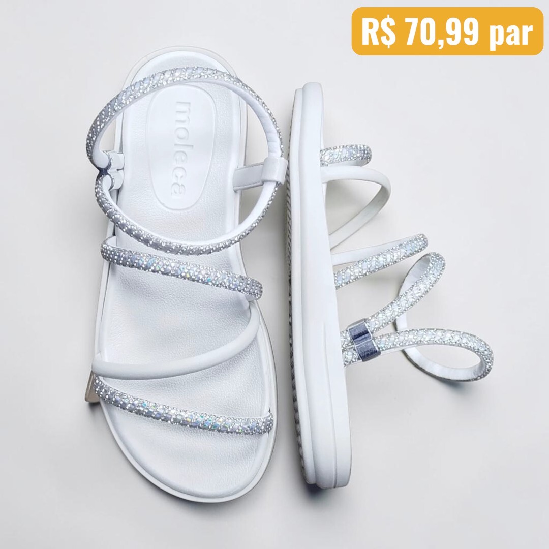 Sandalia Papete Feminina Moleca Branca 5525.104.28557.75 Caixa com 12 pares Atacado 2