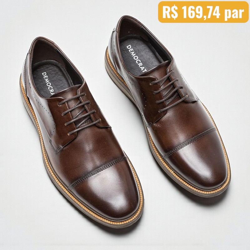 Sapato Masculino Democrata couro Tabaco 1