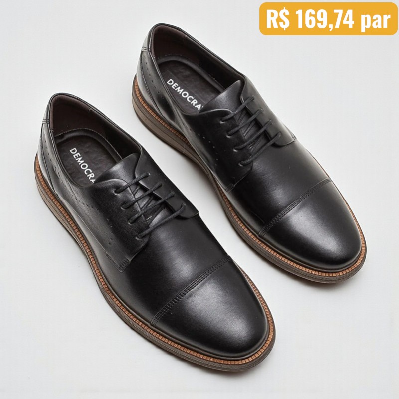 Sapato Masculino Democrata Metropolitan couro Preto 1