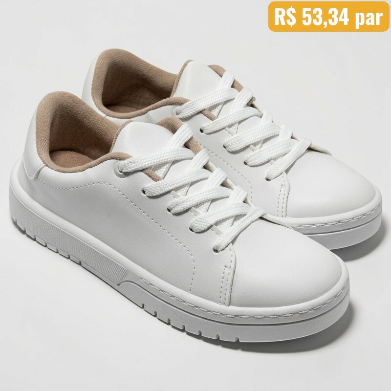 Tênis Feminino Moleca Branco 5791.100.7800 - Caixa com 12 pares - Atacado 1