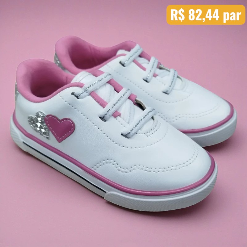 2740.201.29851.99190 17/25 Tênis Infantil Molekinha Branco/Rosa - Caixa com 12 pares - Atacado 1