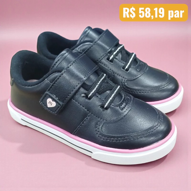 2740.203.9569.15745.1 20/25 Tênis Infantil Molekinha Preto/Branco - Caixa com 8 pares - Atacado 1