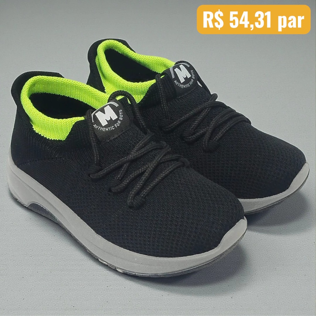 Tênis infantil Molekinho Preto - Caixa com 8 pares - Atacado 