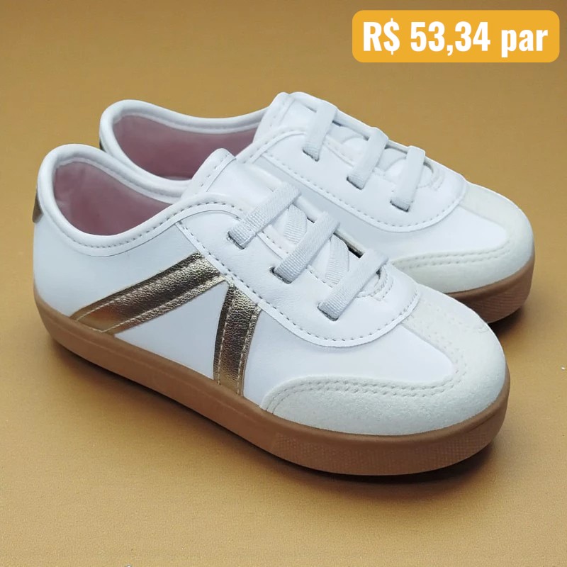 2118.592.30788.105272 20/25 Tênis Infantil Molekinha Branco/Dourado - Caixa com 8 pares - Atacado 1