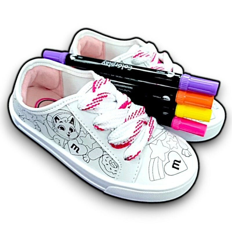 Tênis Infantil Molekinha para Colorir Branco - Caixa com 12 pares - Atacado 2593.100.7800.62115 3