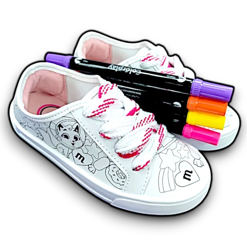 Tênis Infantil Molekinha para Colorir Branco - Caixa com 12 pares - Atacado 2593.100.7800.62115 1