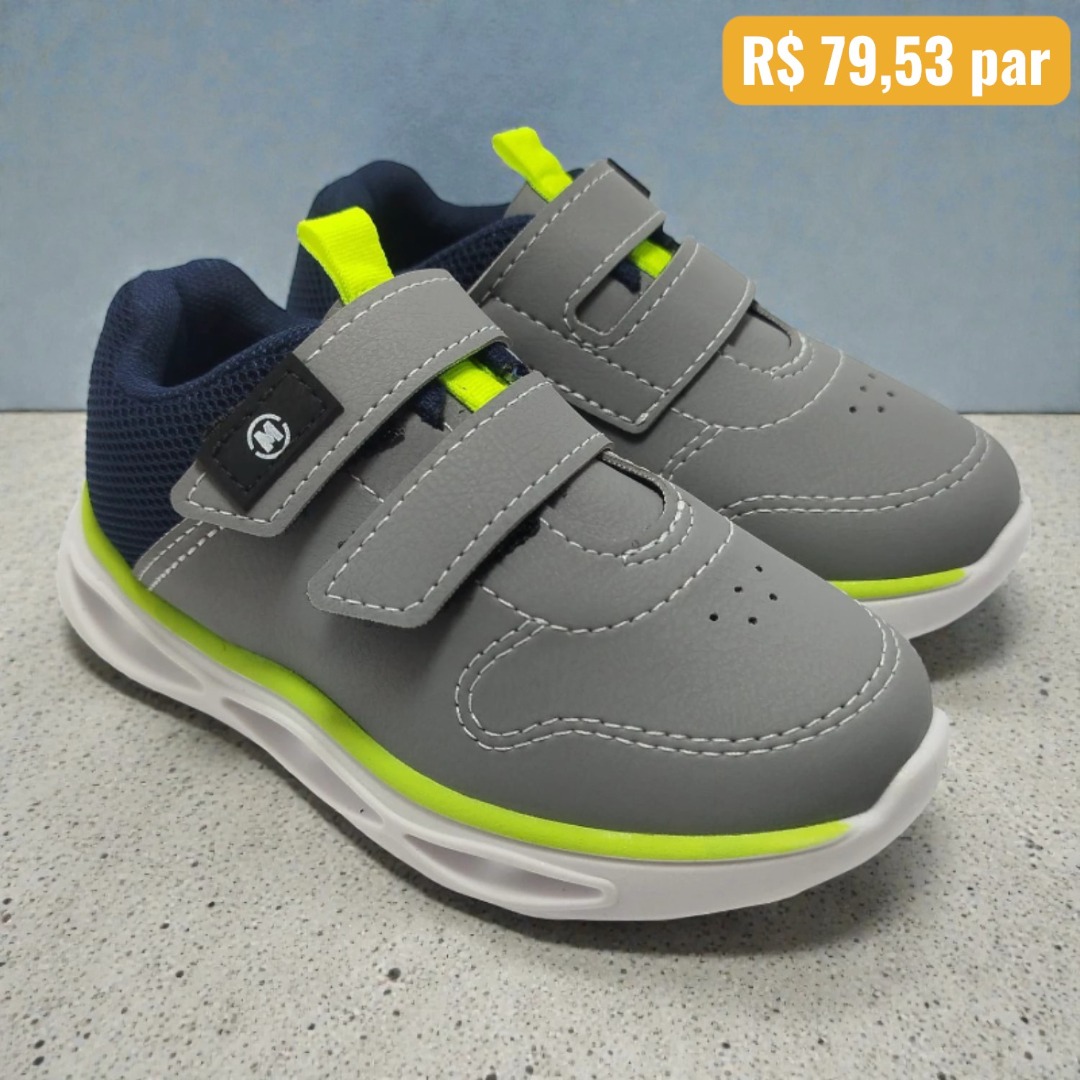 2620.116.29367.73049.1 21/26 Tênis Infantil Molekinho Cinza com LED - Caixa com 8 pares - Atacado 1