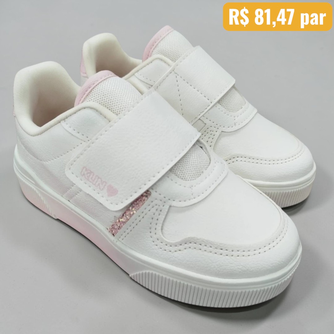 Tênis Feminino Infantil Klin Branco - Caixa com 8 pares - Atacado 1
