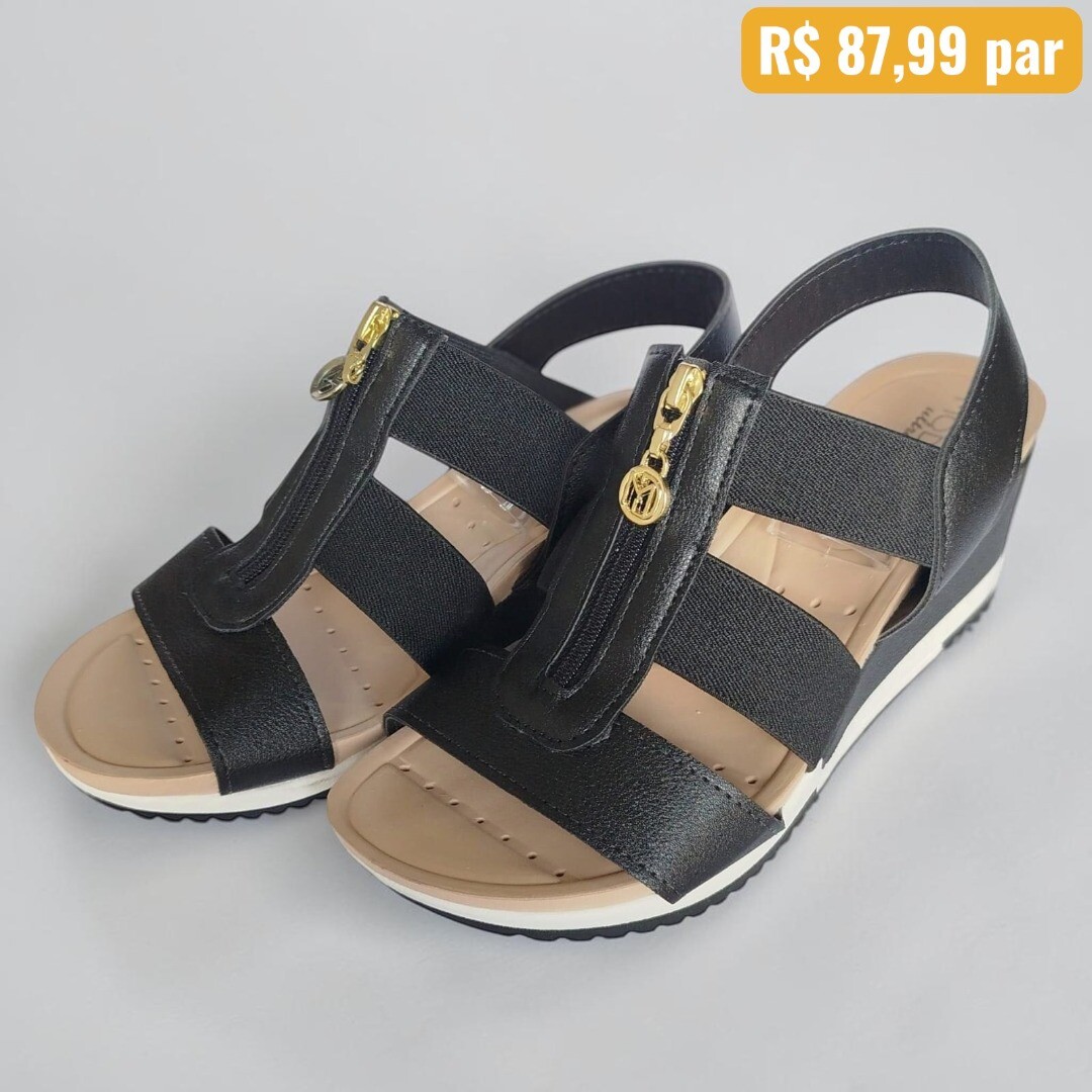 Sandália Feminina Anabela Modare Preto - Caixa com 8 pares - Atacado 1