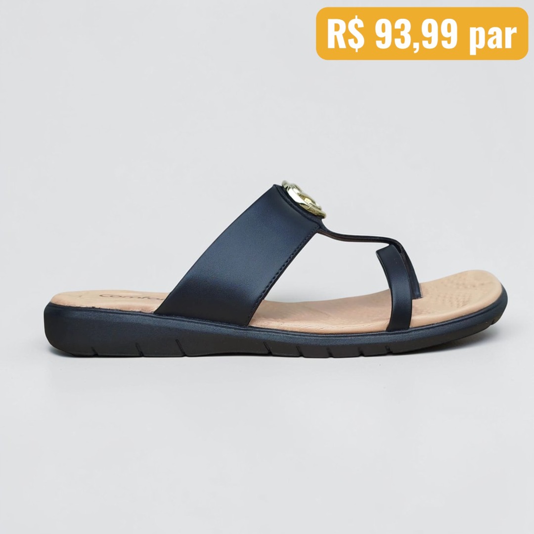 Rasteirinha feminina Comfortflex Preto - Caixa com 15 pares - Atacado 1