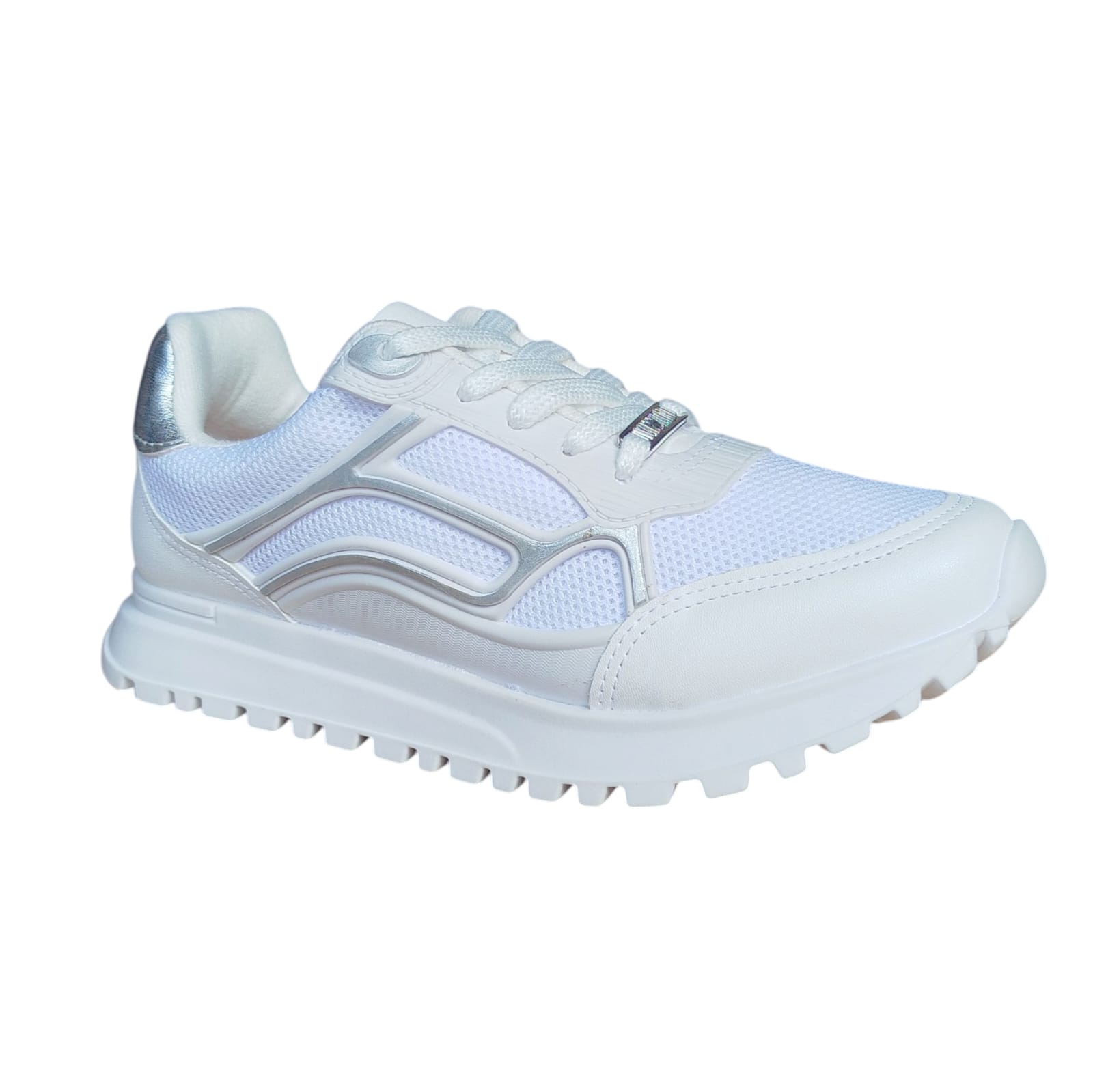 Tênis Vizzano Feminino - Cor Branco/Branco/Prata - Caixa com 8 Pares - Atacado 1