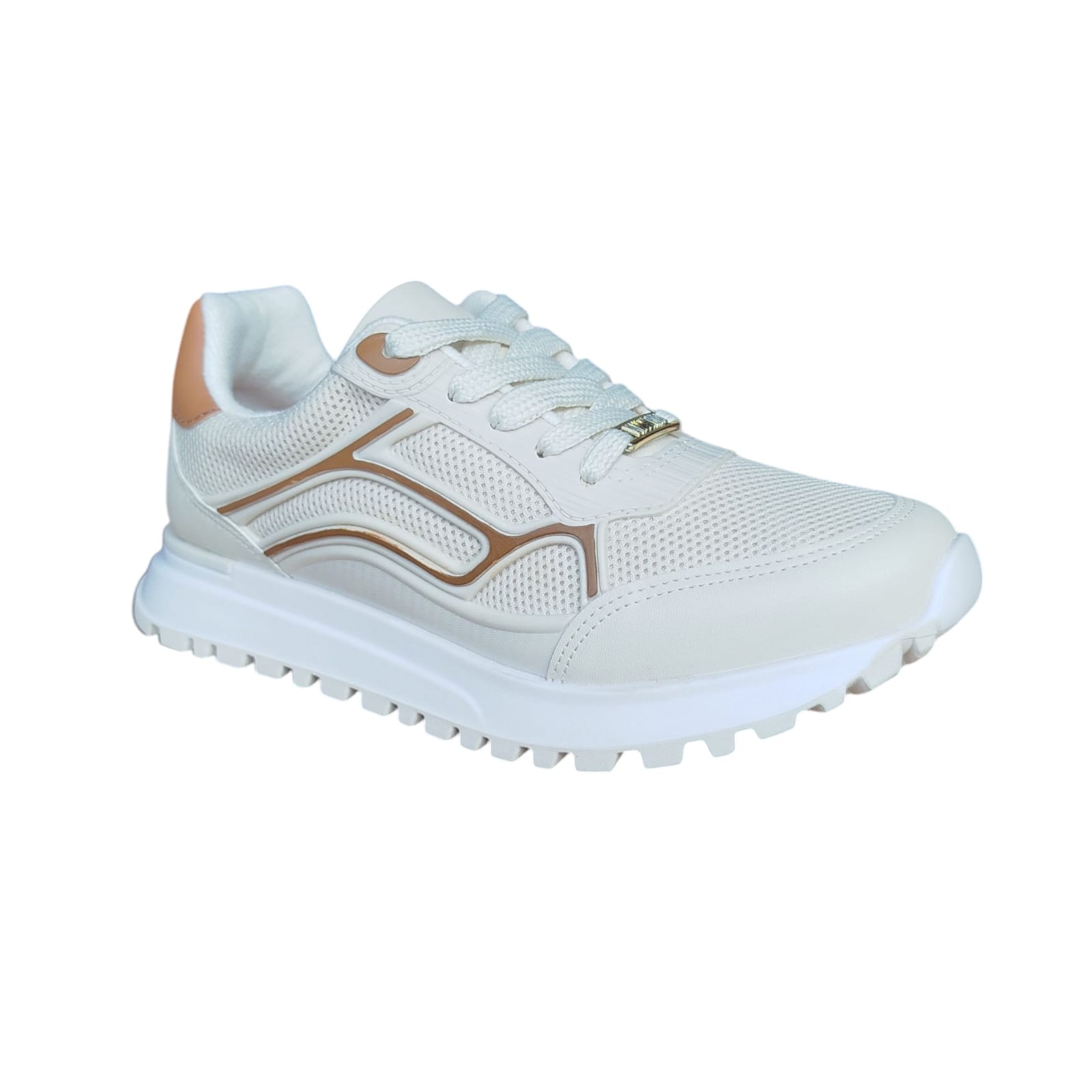 Tênis Vizzano Feminino - Caixa com 8 Pares - Cor Branco off/Camel - Atacado 1