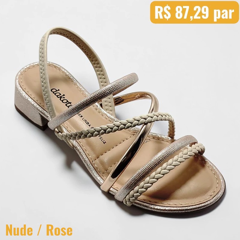 Sandalia Feminina Dakota Nude Rose Y9342 1